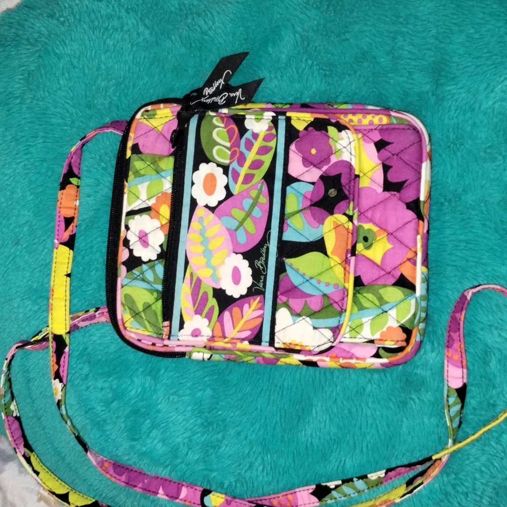 Vera Bradley Mini Hipster Crossbody Va Va Bloom Pink Purple Yellow Orgnizr Purse
